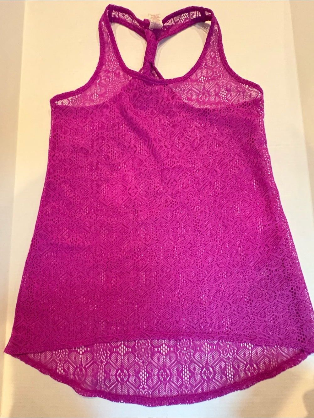 OP Fuchsia Pink Lace Racerback Swim Coverup